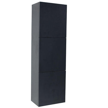 Fresca Black Bathroom Linen Side Cabinet w/ 3 Large Storage Areas Linen Cabinet Fresca